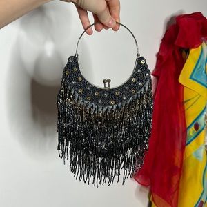 Small beaded tassel bag